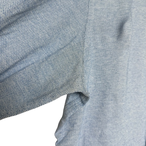 Massimo Dutti Men's 2XL Blue Herringbone Button-Up Shirt Long Sleeve Cotton - Picture 5 of 8